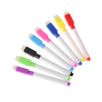 

8Pcs/lot Colorful black School classroom Whiteboard Pen Dry White Board Markers Built In Eraser Student children's drawing pen