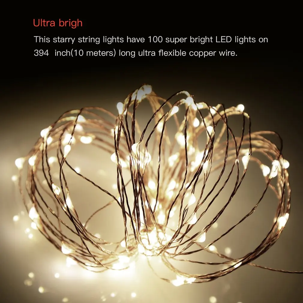 33ft/10m Remote Control LED String Lights Copper Wire Flexible Outdoor Lights for Christmas Wedding Decoration Waterproof