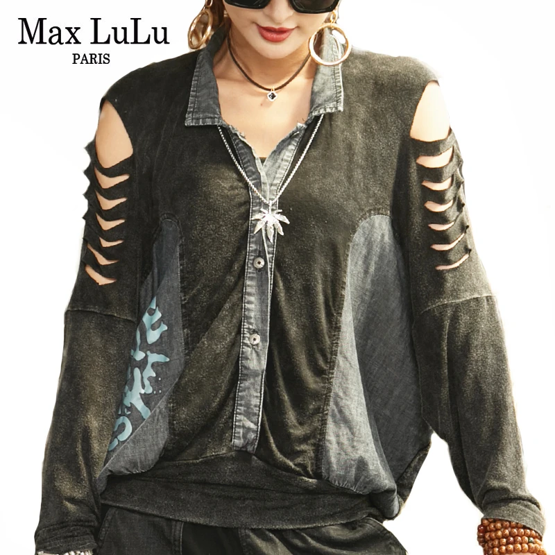 Max LuLu 2020 модные весенние корейские женские Топы в стиле панк новые блузки