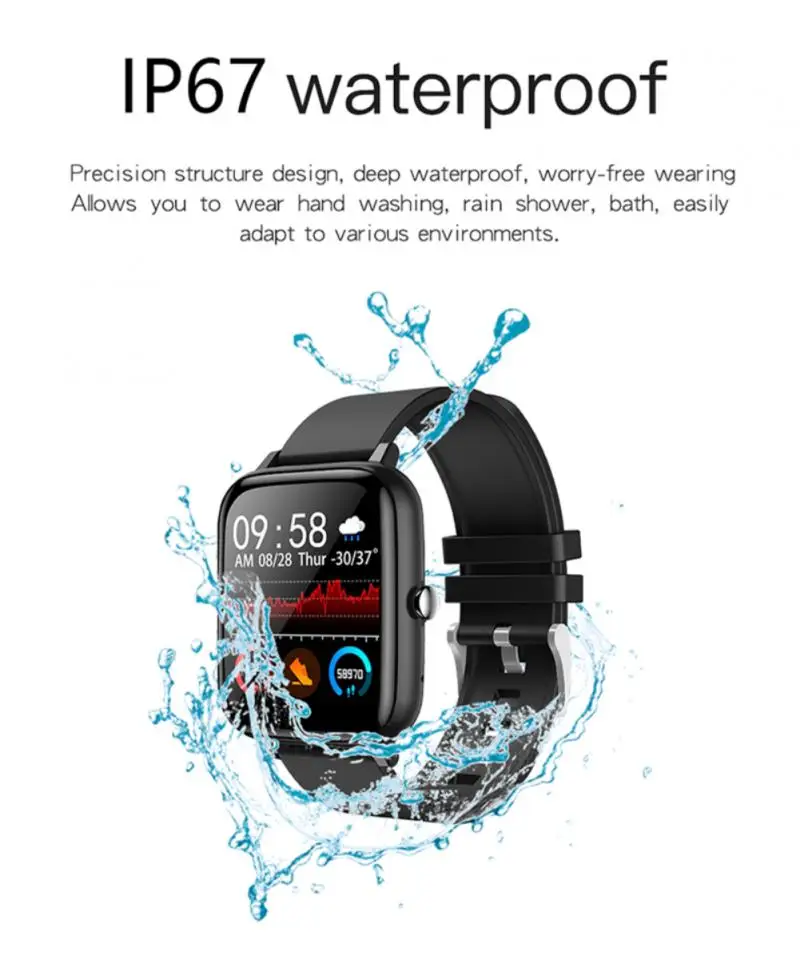 2021 Smart Watch Men Women Full Touch Blood Pressure Monitor Fitness Tracker Sport Smartwatch Watch for Android IOS Smart Clock