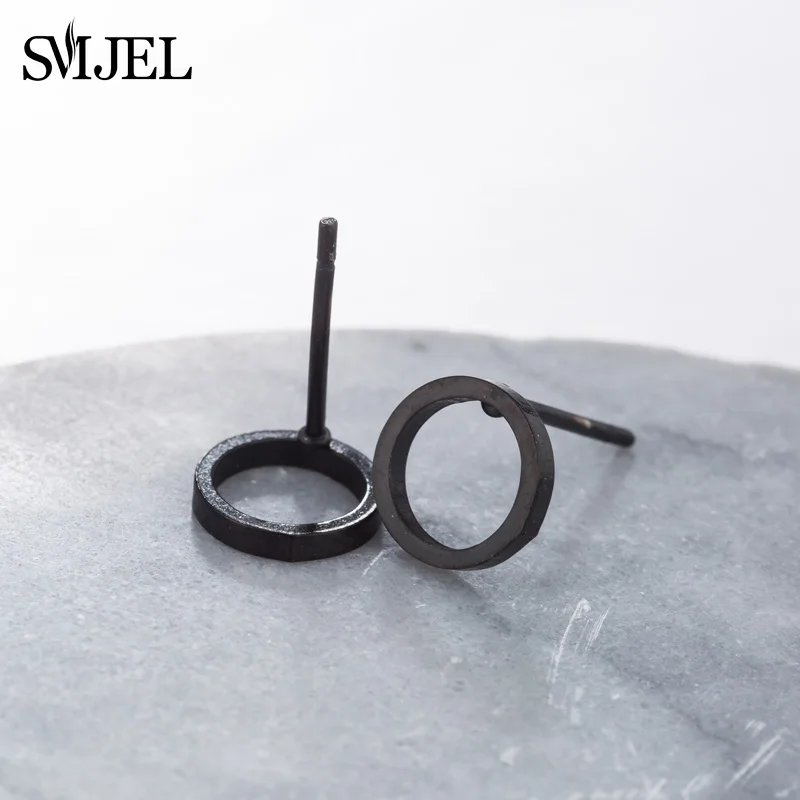 Minimalist Hollow Small Round Earrings for Women Hiphop Stainless Steel Black Circle Earings Ear Studs For Friend Boyfriend Gift H94404103af4a4c6f89ceae2e861cb9e0P
