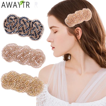

AWAYTR Ins New Crystal Women Flower Hairpins Headband Sweet Hair Ornament Barrettes Hair Clip Hairgrip Fashion Hair Accessories