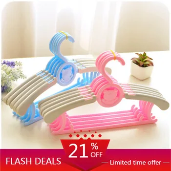 

5/10 Pcs Telescopic Hanger Cartoon Children's Hanger Adjustable Adult Clothes Hanging Plastic Non-slip Storage Organizer Rack