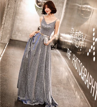 

Women V-Neck Halrer Sleeveless Strap Party Dress High Waist Evening Cheongsam Elegant Sexy Wedding Dress Prom Long Gown Vestido