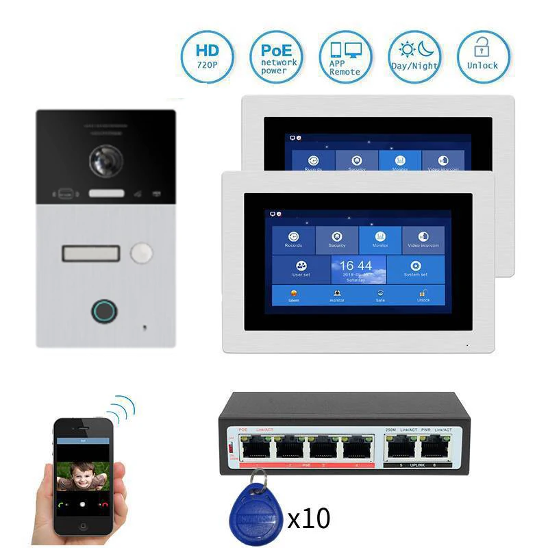 Видеодомофон 720P AHD Wi Fi IP 7 дюймов|Видеодомофон| |