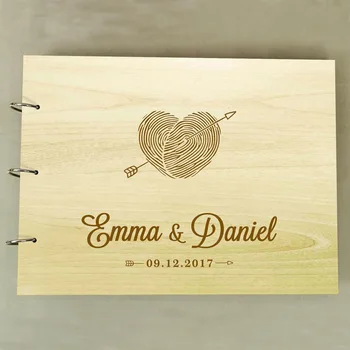 

Personalized Wooden Engraved Sign in Book, Custom Scrapbook, Rustic Wedding Guestbook, Wood Wedding Guest Book, Heart Guest Book