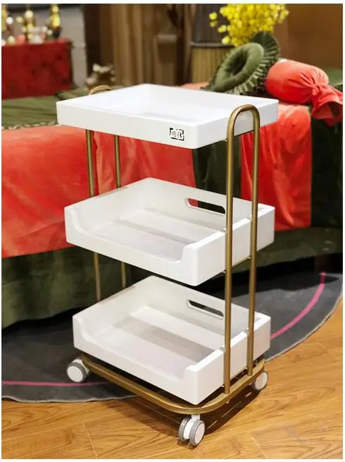 

Beauty cart Three layers of compressed solid wood beauty salon special shelving cart barber shop tool car
