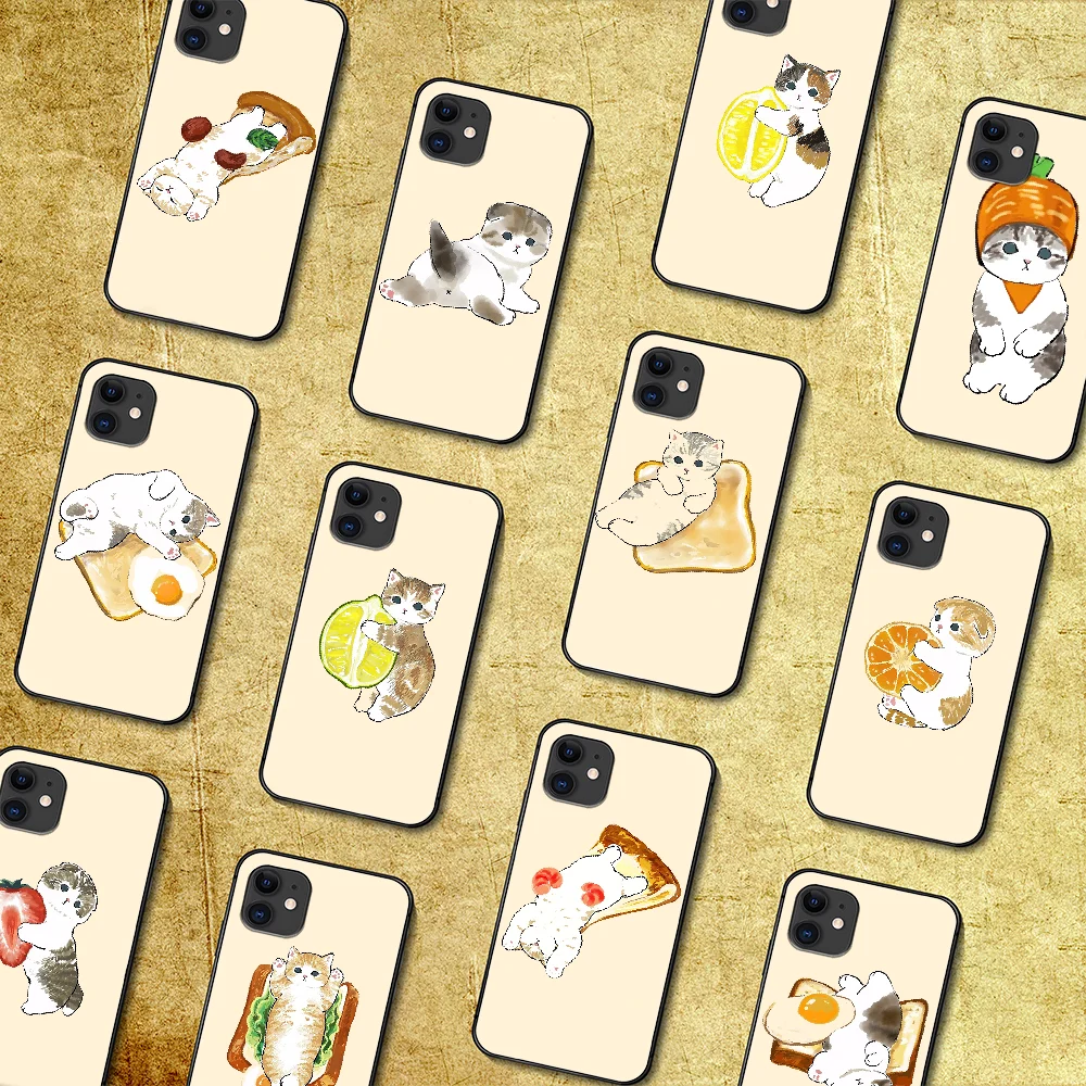 Милый чехол для телефона с изображением кошки и еды животных iphone 5 5s se 2020 6 6s 7 8 12 mini