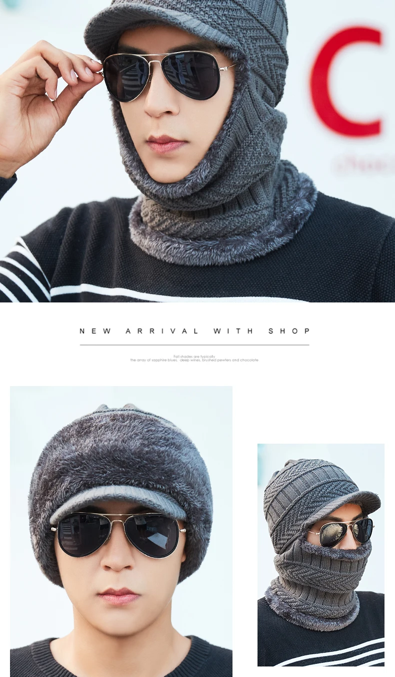 Мужская зимняя шапка, шарф skullies beanies, толстые теплые наушники, вязаная шапка для спортивных занятий на свежем воздухе, шапка
