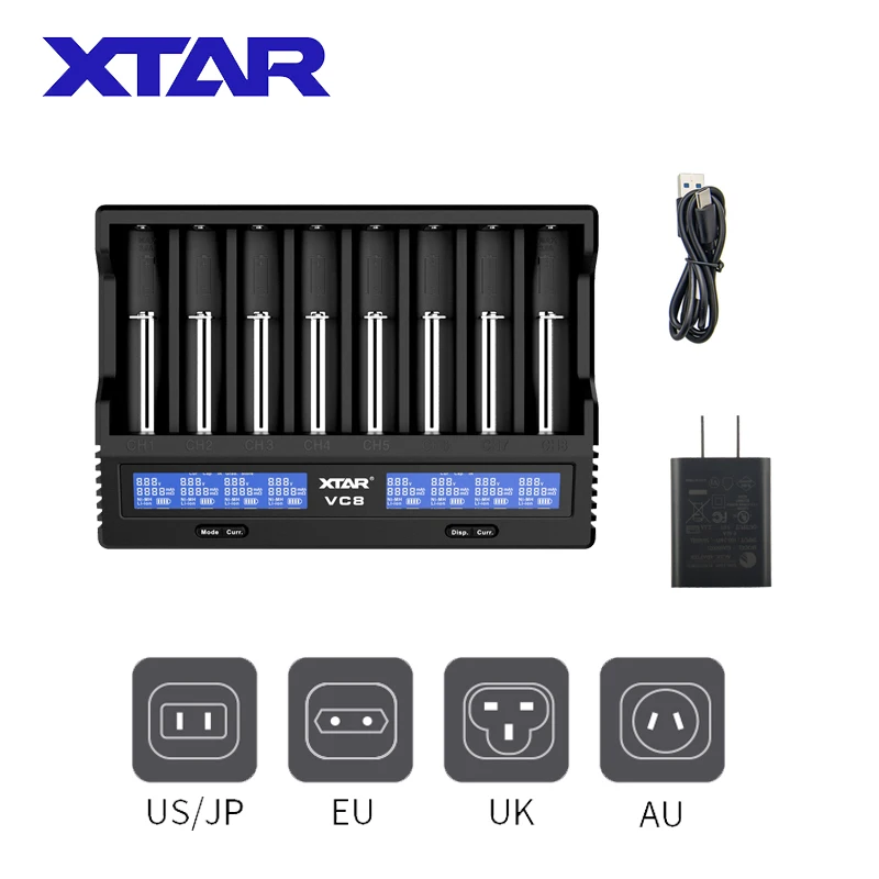 Зарядное устройство XTAR VC8 для аккумуляторов быстрая зарядка QC3.0 вход Type-C макс. 3 А 1