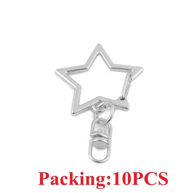 5-20pcs/lot Key Chain Key Ring keychain Bronze Rhodium Gold 28mm Long Round Split Keyrings Keychain Jewelry Making Wholesale DIY 10PCS Rhodium star