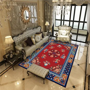 

National Style Bedside Rug Flannel Anti-slip Mat Balcony Area Rug Custom Floor Mat Large Living Room Carpet for Home Decor