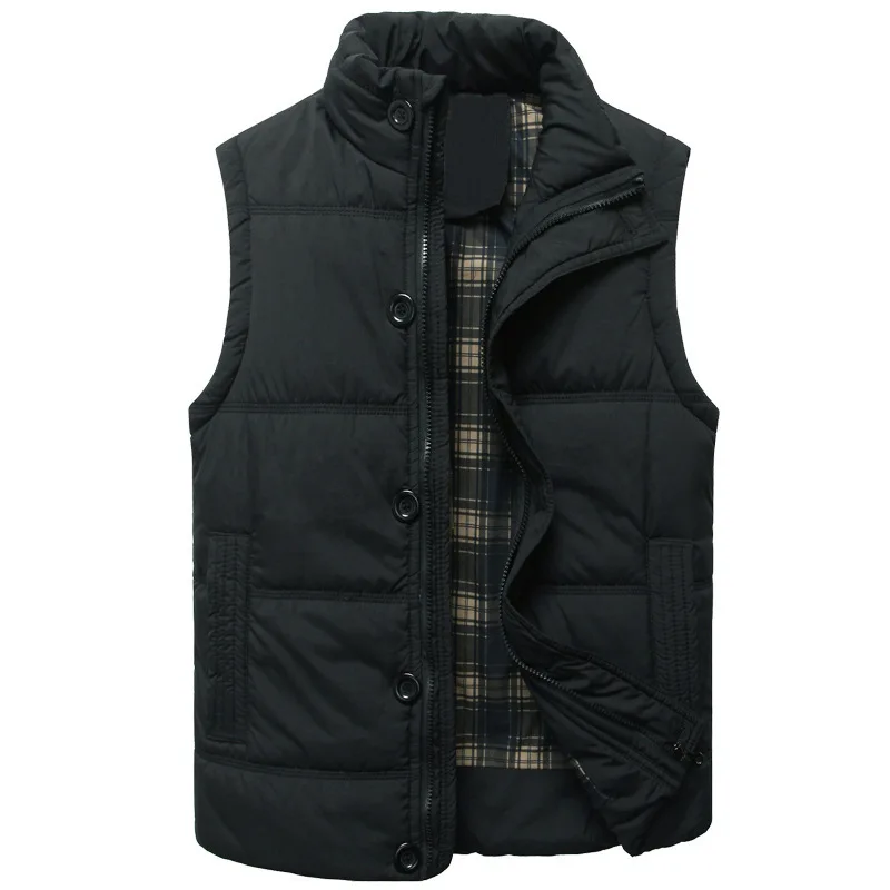 

Sleeveless Duck Down For Male Normal Length Solid Colour Down Jacket Winter Snow-outwear Stand Collar Overcoat Plus Size 3XL-6XL