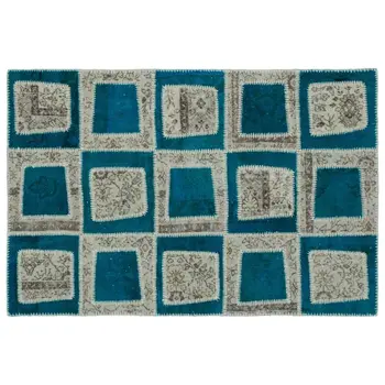 

Handmade Turquoise Vintage Overdyed Patchwork Area Rug 120x180 Cm-3'11''X5'11''