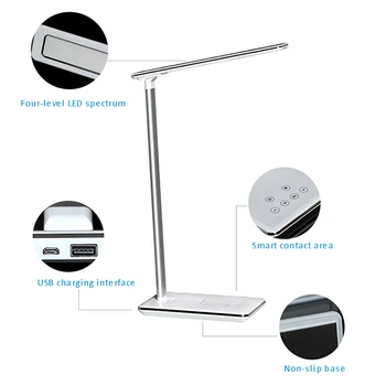 

Dimmable Desk Reading Light Foldable Rotatable Touch Switch LED Table Lamp Wireless Charger Port Timing Desk Lamp