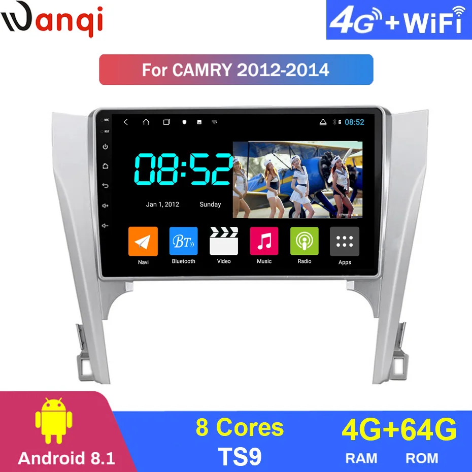Android 8,1 автомобильный DVD 1din мультимедийная система Navi для Toyota Camry 2012- Автомобильный gps навигатор головное устройство BT SWC wifi