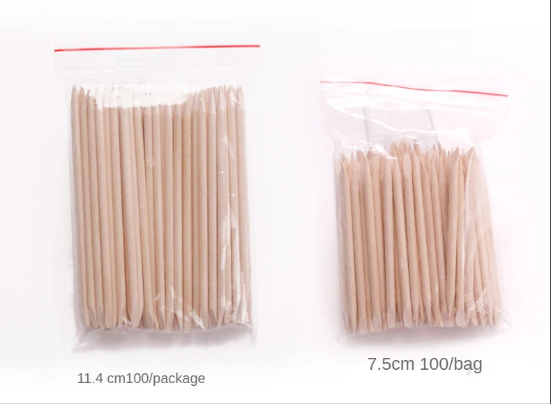 3 Sizes Orange Wood Sticks for Cuticle Pusher - 10/50/100 Pieces/Set