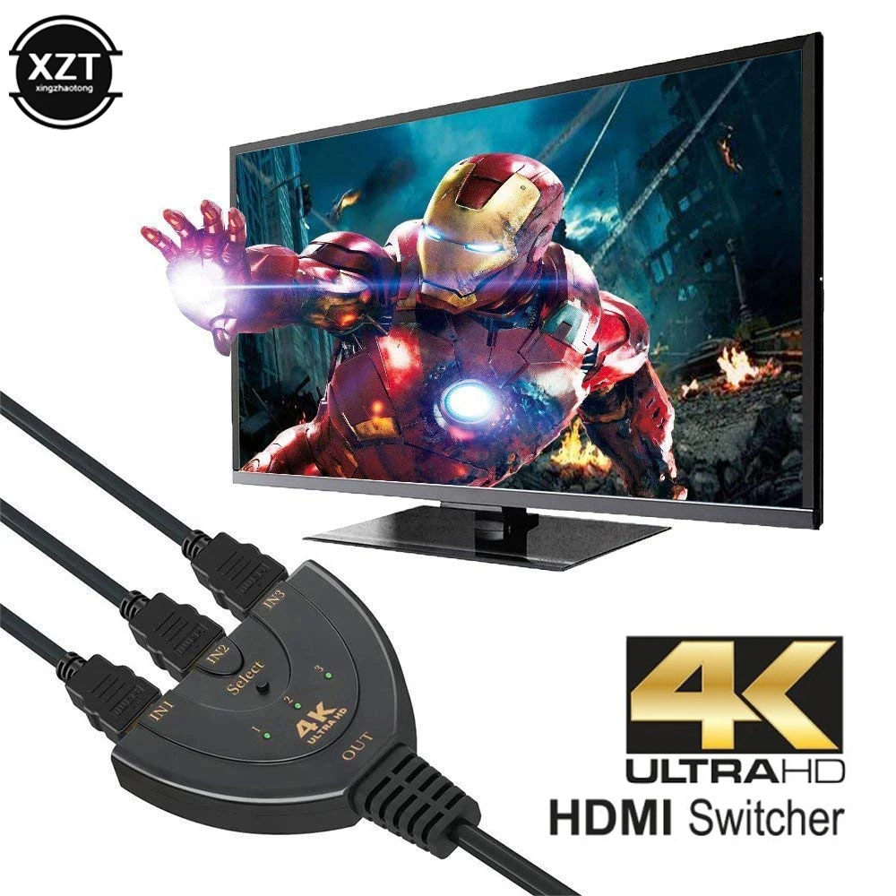 4K * 2K 3D Мини 3 портовый HDMI переключатель 1.4b сплиттер 1080P в 1 порт концентратор для DVD