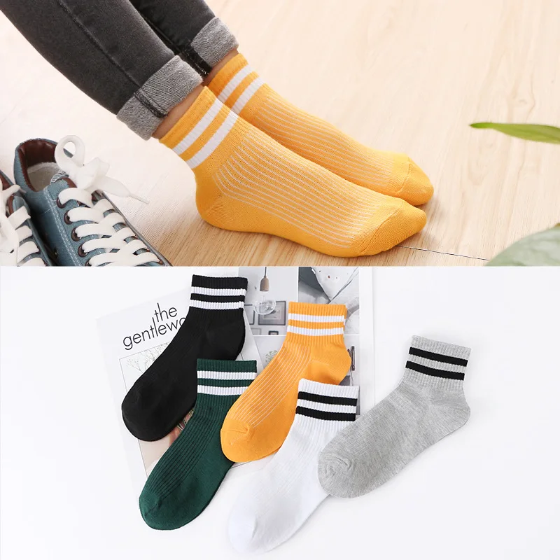 New High Quality Women Girls Socks Casual Striped Candy Colors Cotton Comfortable Short Sock Fashion Female Funny Socks