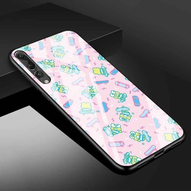 cute huawei phone cases Keroppi Kính Cường Lực Điện Thoại Ốp Lưng Cho Huawei P20 P30 P40 P40 Lite Pro Psmart Giao Phối 20 30 Bao Vỏ phone case for huawei Cases For Huawei