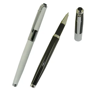 2pcs Classic Design Slim Style Smooth Writing Liquid ink Pen Custom Branded Roller Pen for Cigar Gifts 33 gram Metal Heavy Pens