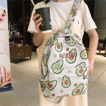 

Avocado Fruit Printed Bookbags Canvas Cute Women's Backpacks 2020 Girls Casual sac a dos Large Preppy Style 17 Schoolbags Tomato