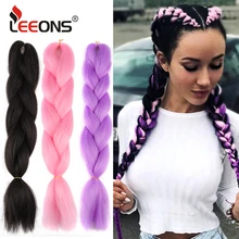 Leeons, 100 г, огромные косички для наращивания, Джамбо косички, 24 дюйма, синтетические волосы, косички, Омбре, косички, волосы, белые, канекалон, косички