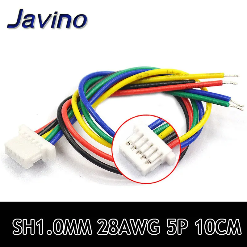 5Pcs SH 1.0 Wire Cable Connector DIY SH1.0 JST 2/3/4/5/6/7/8/9/10 Pin Electronic Line Single Connect Terminal Plug 28AWG 10cm