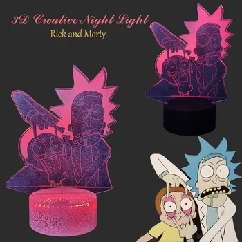 

Cartoon Kid Toy 3D Flash Crack Lamp Creative Sci-fi US Anime Crazy Scientist Rick Sanchez Teen Morty Art Decor Night Light LED