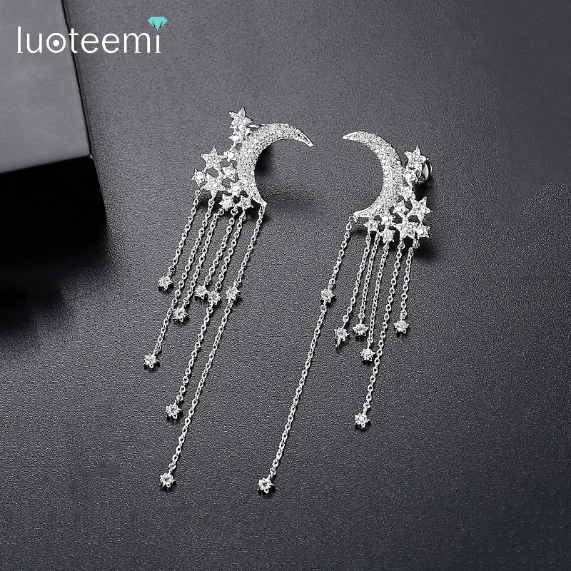 Роскошные серьги-подвески LUOTEEMI в виде Луны и искусственной кожи роскошные