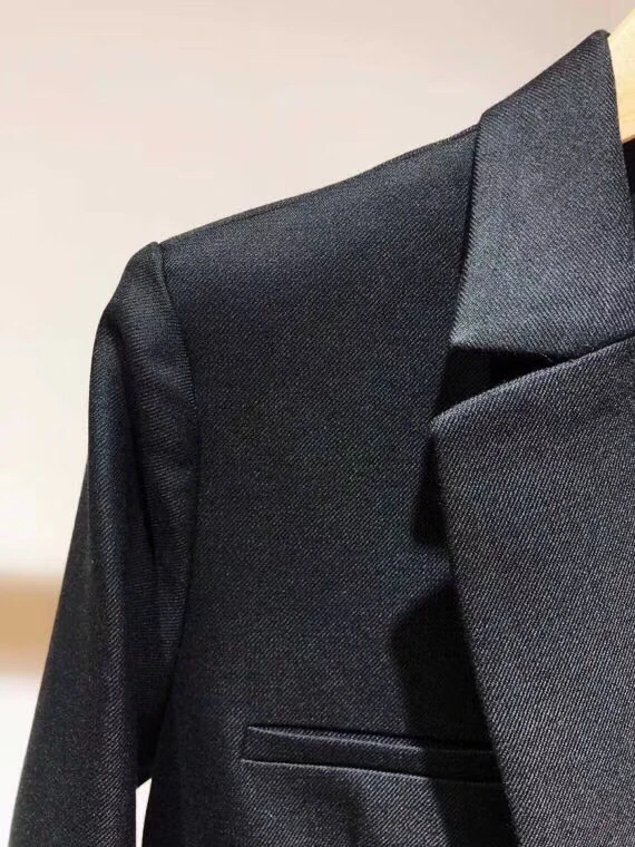 2019 осенне-зимний модный темперамент украшение в виде жемчужины женский черный Блейзер Пальто