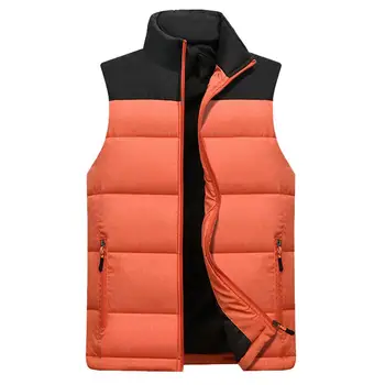 

Men Sleeveless Vest Fashion Contrast Color Winter Thicken Warm Casual Vest Down Vest