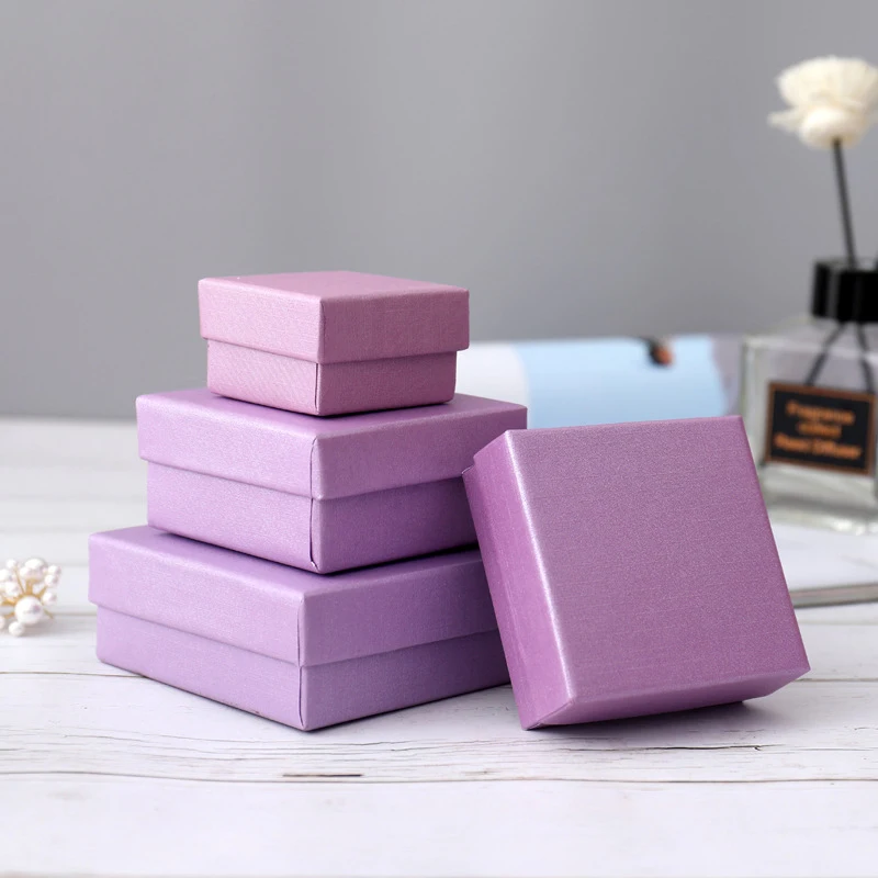 

24Pcs/lot Purple Paper Container Packaging Box Holder Jewelry Display Gifts Weddding Ring Brooch Necklace Package Storange