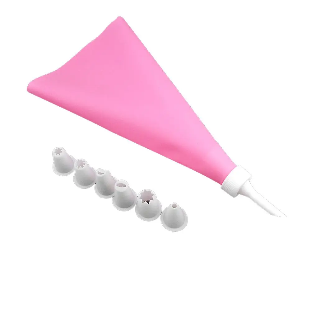 pink Горячие 9 шт./компл. силиконовые обледенения трубопровода Крем кондитерский мешок+ 7 пластиковые насадки+ конвертер украшения торта кондитерские изделия инструменты для приготовления печенья - Цвет: pink