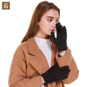 

TFlag Knitting Touch Screen Gloves Women's Winter Thickening Plus Velvet Warm Gloves Simple Fashion Soft Gift