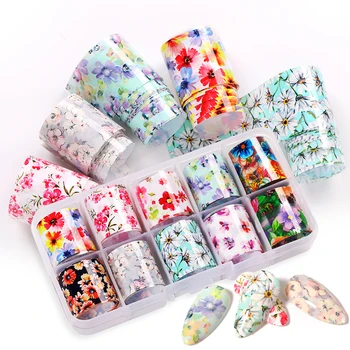 

Flowers Butterflies Nail Foils Set Spring Transfer Stickers Holographics Decals Papers Marble Design Wraps Nail Art Decorations