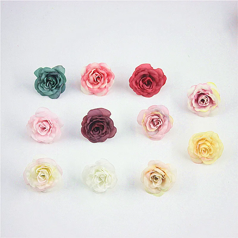 

10pcs 4.5cm Artificial Flowers Head Silk Rose Flower For Wedding Home Decoration Fake Flowers DIY Gift Wreath Scrapbook Supplies