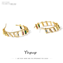 Yhpup Brand Personality Rainbow Hoop Earrings Vintage Bohemia Jewelry Charm Copper Gold Brincos for Women Party Jewelry Gift New