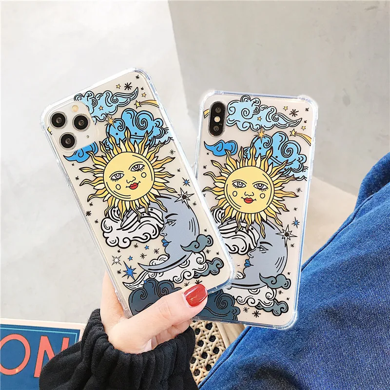 

Funny Sun Face pattern Phone Case For iphone 11 Pro max X XR Xs max case for iPhone 7 8 6S plus Fashion luxury Clear Soft Cover