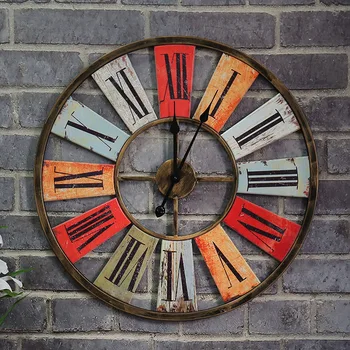 

Mute Wall Clock Watch Rural Industrial Style Home Decoration Iron Art Wall Decoration Metal Wall Decor