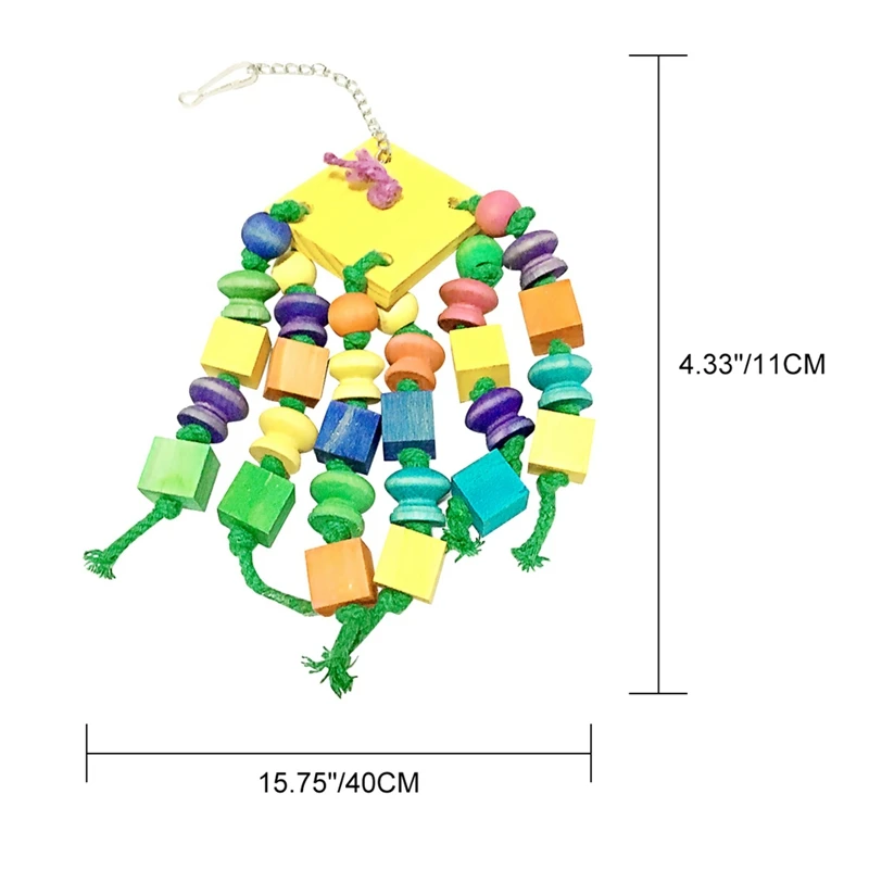 Животное птица жевательно-кусательная подвесная игрушка с орнаментом-красочные квадратные деревянные строительные блоки и бусины