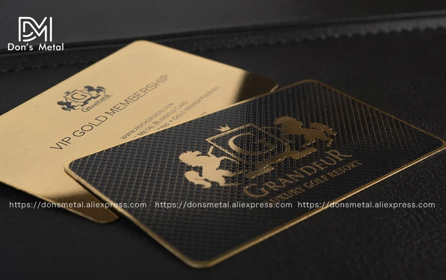 Gold hollow stainless steel business card and black membership card stainless steel metal business card 