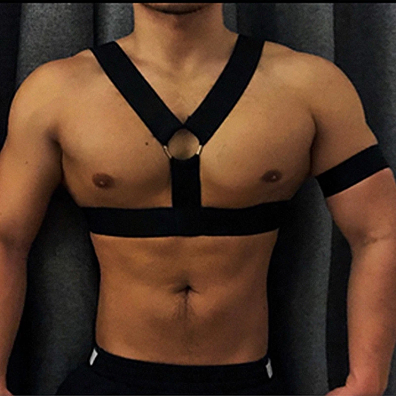 Men's Harness Bondage Costume Halter Elastic Straps Lingerie Body Chest Harness