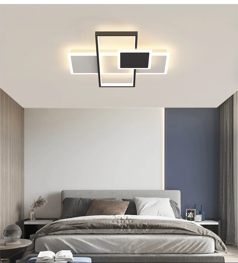 wood chandelier Modern Style LED Chandelier For Living Room Dining Room Bedroom  Ceiling Lamp Gold Rectangle Simple Design Remote Control Light chandelier floor lamp