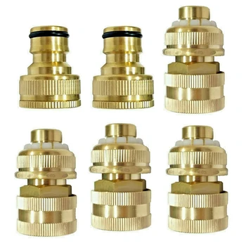 

6pcs Connector Set Maxi-Flo Brass Tap Water Hose Pipe Adapter Attachment