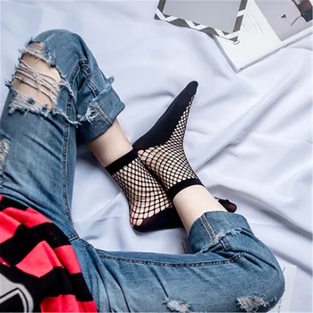 

1Pair Fashion Sexy Black Mesh Short Ankle Socks Women Girls Lady Net Solid Color Short Crew Summer Breathable Socks New Arrival