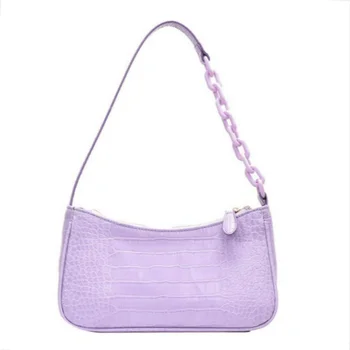 

Small PU Leather Shoulder Bags for Women New Crocodile Pattern Female Handbags Candy Color Chain Design Ladies' Travel Flap Bags