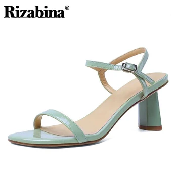 

Rizabina New Fashion Genuine Real Leather Shoes Sandals Peep Toe Buckle Strap Thin Heels Elegant Daily Footwear Size 33-40
