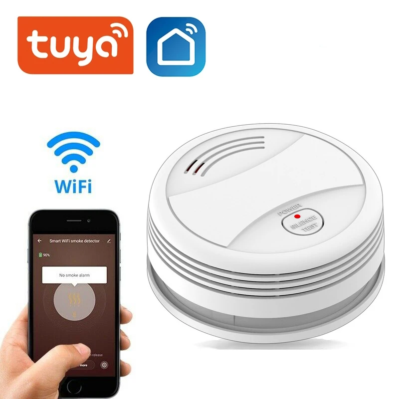 Detector de humo inteligente Tuya, alarma de 80DB, Wifi, protección contra incendios, ALARMA DE SEGURIDAD PARA EL HOGAR, APP Smart Life