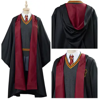 

Hermione Granger Cosplay Costume School Uniform Magic Robe + Knit Vest + Necktie + Shirt + Skirt Adult Christmas Gift Girls
